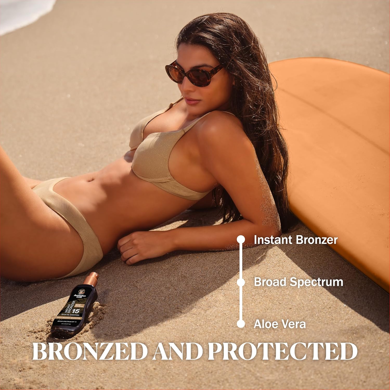 Australian Gold Spray Gel Sunscreen with Instant Bronzer SPF 30, 8 Ounce | Moisturize & Hydrate Skin | Broad Spectrum | Water Resistant | Non-Greasy | Oxybenzone Free | Cruelty Free 24Hr Smart